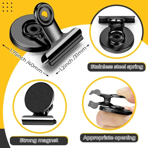 Vista 3 de 20 unidades de clips magnéticos, imanes para nevera, imanes para refrigerador, clips magnéticos negros para pizarra, imanes de clip