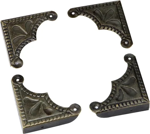 Vista 3 de Antrader 12 piezas de metal protector de esquina protector de seguridad parachoques decorativos muebles bordes cubiertas con tornillos tono bronce