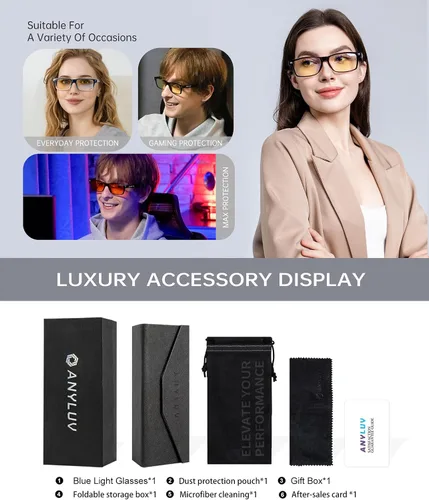 Vista 7 de ANYLUV Blue Light Blocking Glasses for Men Anti Blue Light Glasses for Men Women, Eye Strain Relief for Computer Gaming