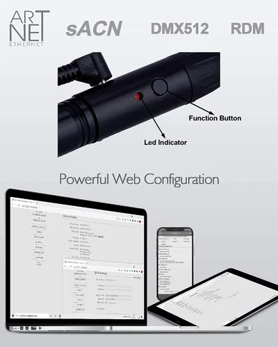 Vista 6 de Pknight Controlador inalámbrico DMX, transceptor compacto con conectividad Wi-Fi, compatible con Artnet y sACN