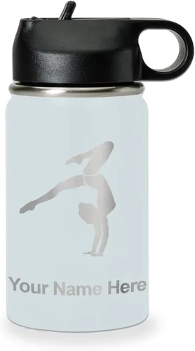 Vista 65 de LaserGram Botella de agua personalizada, soporte de mano de gimnasta, acero inoxidable de doble pared aislada al vacío con popote superior, regalo
