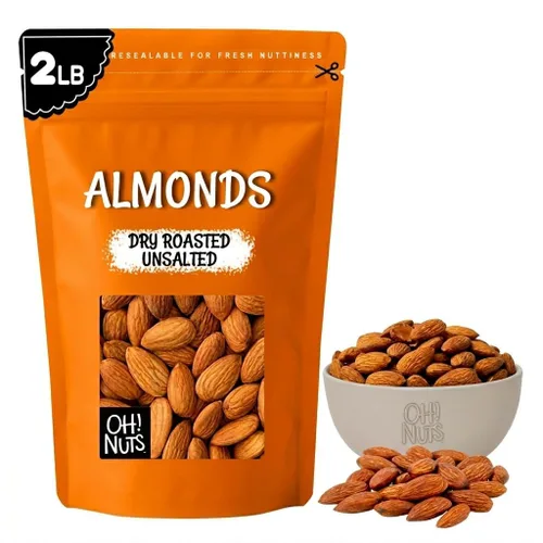 Vista 9 de Oh! Nuts Almendras tostadas en seco saladas - 1 libra - Almendras recién tostadas y saladas al horno - Envasadas en bolsa con cierre de cremallera