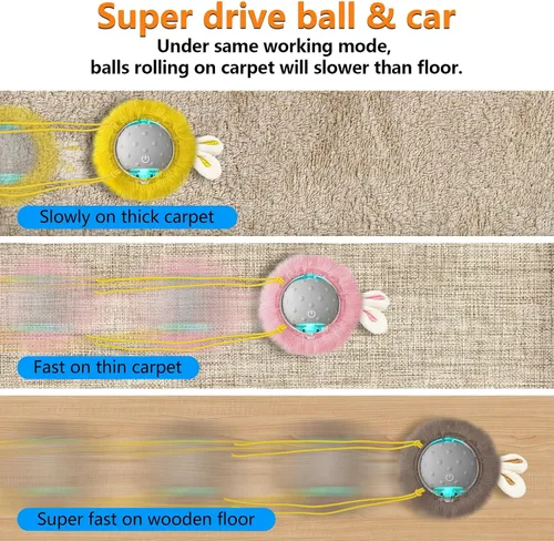 Vista 3 de Juguetes interactivos para gatos activados, juguetes de ejercicio súper potentes para gatos de interior (gris)
