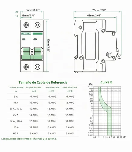 Vista 7 de Interruptor de circuito en miniatura DC de 12V-110V, protector de interruptor de batería de 6 amperios y 1 polo para sistema solar PV y RV, disparo