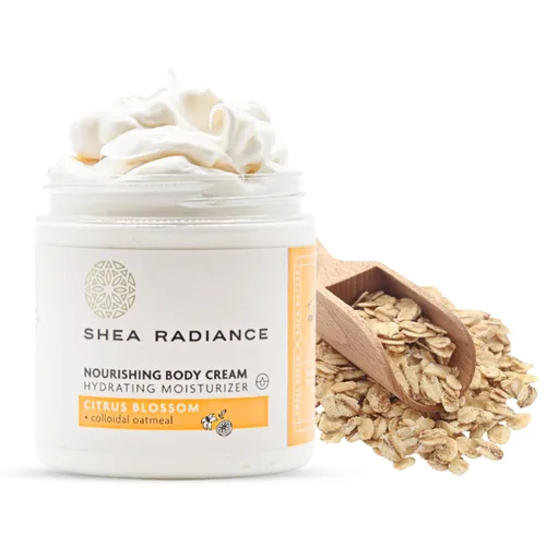 Vista 2 de Shea Radiance Crema corporal nutritiva con avena coloidal Hidratante hidratante para pieles sensibles Hidratación suave con humedad duradera