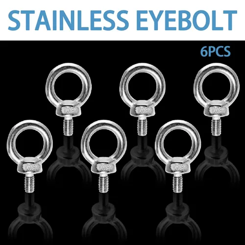 Vista 4 de Perno de ojo M8, perno de ojo de acero inoxidable, rosca masculina maquinaria hombro anillo de elevación perno de ojo, tornillo resistente