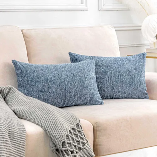 Vista 21 de Home Brilliant Fundas de almohada de primavera de 18 x 18 pulgadas, fundas de almohada decorativas de terciopelo chenille a rayas para decoración