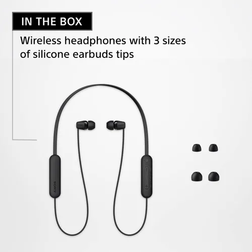 Vista 7 de Sony WI-C100 - Auriculares inalámbricos Bluetooth con micrófono integrado, color negro, (paquete de 2)