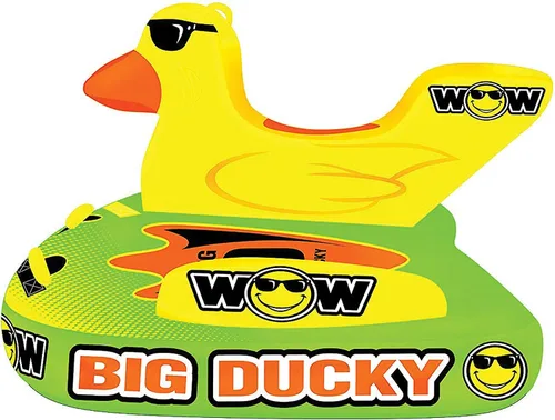 Vista 2 de WOW Sports Tubo de cubierta remolcable Big Ducky para navegación - 1-3 personas 510 libras de capacidad - Tubo inflable para deportes acuáticos