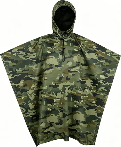 Vista 12 de GRVCN Poncho de lluvia militar, impermeable de camuflaje impermeable ligero al aire libre