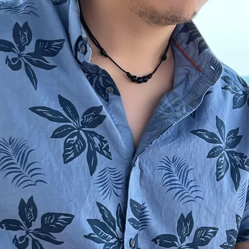 Vista 5 de Collar de perlas de turmalina anudadas con cordón de nailon de cera ajustable, gargantilla de cristal unisex de buena suerte con cuentas