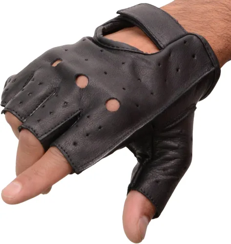 Vista 2 de MENS PERFORATED FULL PIECE FINGERLESS WGEL PADDED PALM HOLES VERY SOFT LEATHER