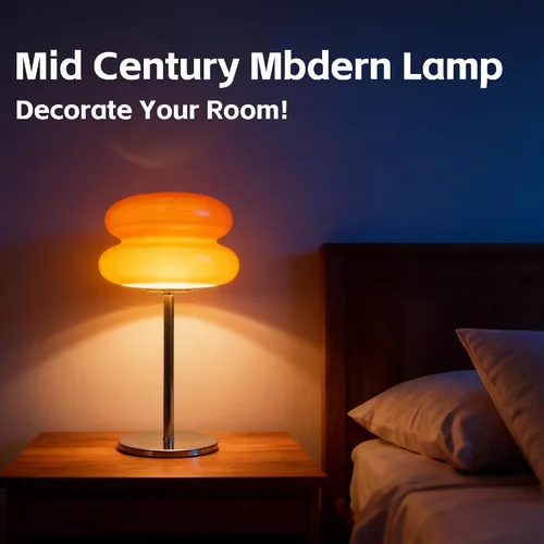 Vista 3 de Lámpara de hongo para dormitorio, lámpara medieval moderna de mesita de noche para mesitas de noche, lámparas pequeñas regulables vintage, lindas