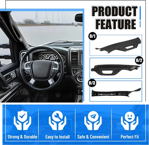 Vista 3 de HECASA Una manija de agarre de pilar, moldura interior derecha del lado del pasajero compatible con Ford F-250 F-350 F-450 F-550 Super Duty Negro