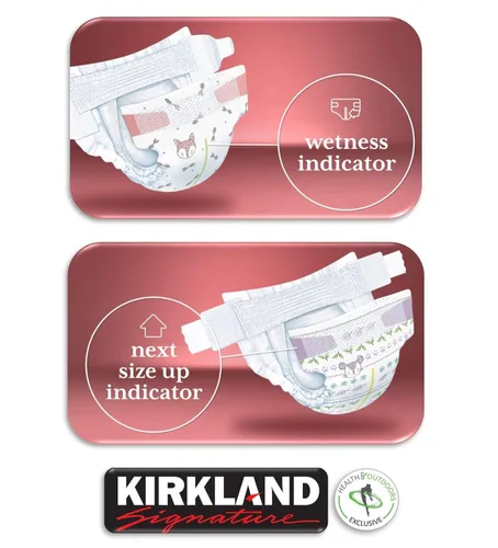 Vista 3 de Kirkland Pañales Signature talla 1 (hasta 14 libras) 192 unidades con toallitas exclusivas para la salud y el aire libre