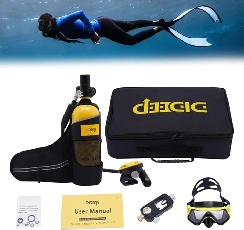 Vista 5 de Mini juego de buceo, tanque de buceo de 0.5L con bomba, kit de tanque de buceo de respiración subacuática de 4500 PSI, buceo, buceo, esnórquel