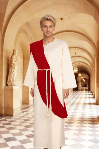 Vista 6 de Disfraz de Cristo para hombre, túnica griega antigua, capa bíblica, bufanda, cuerda Style-1