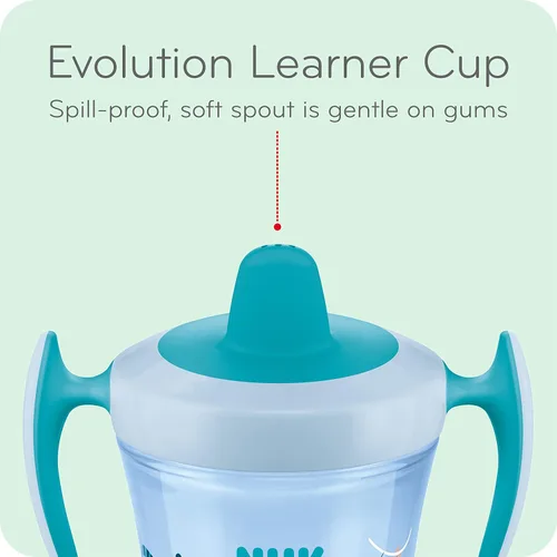Vista 5 de NUK Evolution - Vaso con pajita, 8 onzas (paquete de 2) los colores pueden variar
