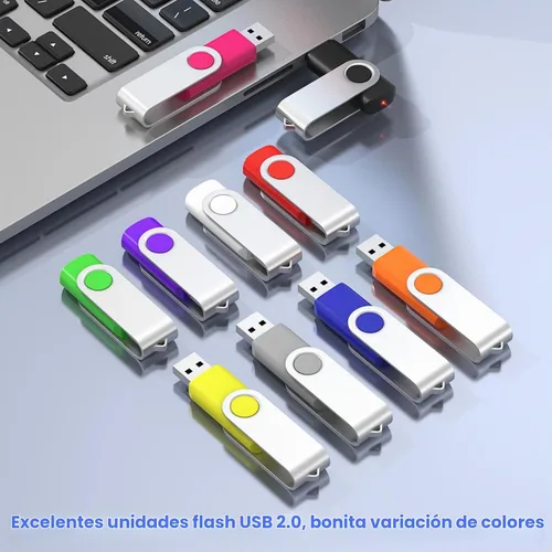 Vista 6 de ABLAZE Paquete de 10 unidades flash de 128 MB, USB 2.0 con cordones