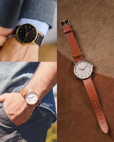 Vista 6 de uxcell Correa de cuero genuino de varios tamaños, correa de reloj de cuero fina y elegante plana para hombres y mujeres