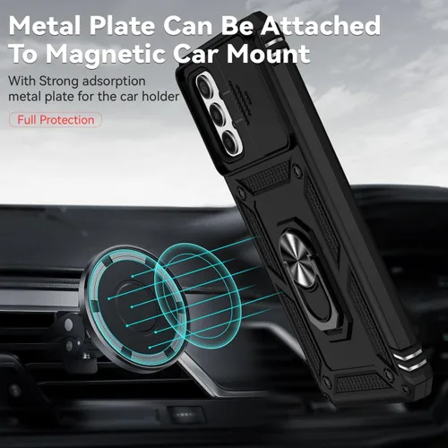 Vista 6 de Funda para Galaxy A13 4G/Samsung A13 LTE 4G SM-A135F con protector de pantalla de vidrio templado y cubierta para cámara deslizante, soporte