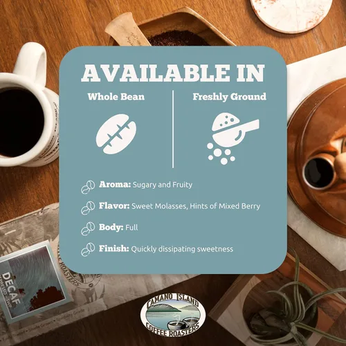 Vista 3 de Camano Island Coffee Roasters Mezcla de espresso descafeinado, grano entero de 12 onzas, tostado oscuro fresco de agua suiza procesada, orgánico