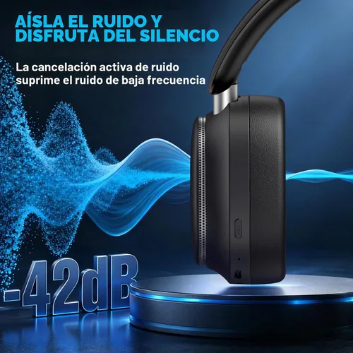 Vista 8 de Auriculares Bluetooth, auriculares con cancelación de ruido inalámbricos Negro