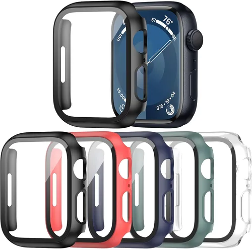 Vista 8 de Paquete de 16 fundas rígidas de PC para Apple Watch de 38 mm Series 3 2 con protector de pantalla de vidrio templado, cubierta protectora 16