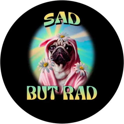 Vista 3 de Sad But Rad - Camiseta divertida de Pug PopSockets intercambiables PopGrip
