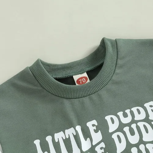 Vista 66 de Conjunto de traje de verano para bebé niño pequeño, manga corta, cuello redondo, letras impresas, lindo traje de verano, conjunto de 2 piezas