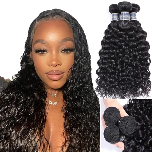 Vista 9 de Extensiones de cabello humano virgen brasileño ondulado de 10, 12, 14 pulgadas, sin procesar, mojado y ondulado, 3 paquetes de extensiones