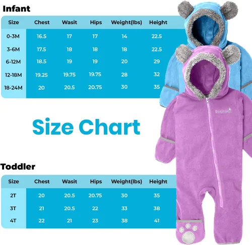 Vista 4 de Fleece Baby Bunting Unisex Baby Pram with Hood, Fold-Over Mittens & Footies, Baby Winter Suit - Fleece Baby Coats