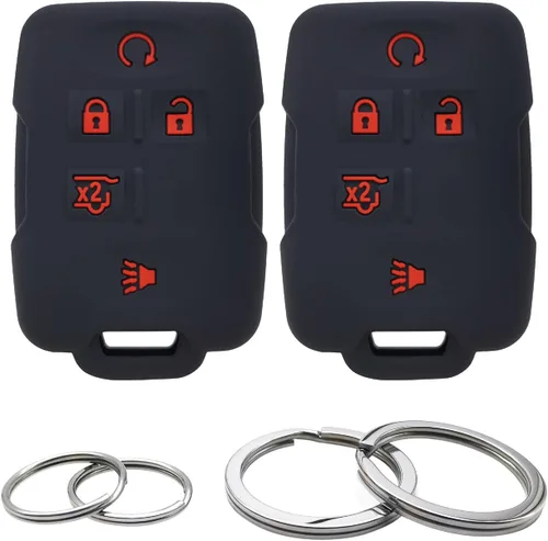 Vista 7 de 2 piezas fundas de silicona para control remoto de 4 botones, estuche protector sin llave compatible con Chevrolet Chevy Colorado Silverado Suburban
