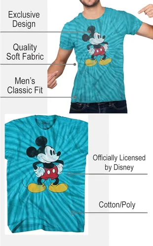 Vista 2 de Mickey Mouse Tones - Camiseta vintage de Disneyland para hombre Azul