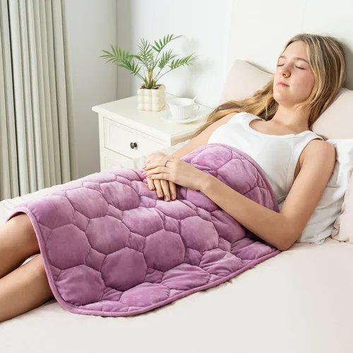 Vista 15 de Wemore Manta ponderada de regazo de 7 libras para adultos, manta pequeña con peso para viajes, calma, relajación, siesta y dormir, almohadilla