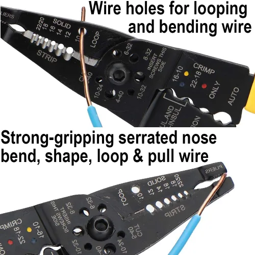 Vista 7 de DOWELL Herramienta de pelado de cables, pelacables, engarzadora, cortador multifunción de 8 pulgadas 10-22AWG