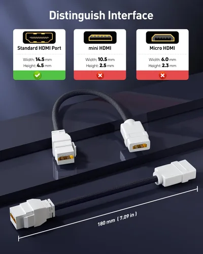 Vista 6 de VCELINK Conector Keystone HDMI 2.1 y acoplador de 7.09 pulgadas, cable
