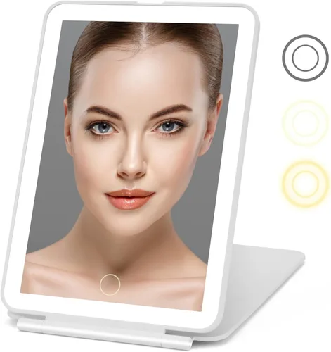 Vista 8 de DenCert Espejo de Maquillaje de Viaje Recargable con 72 LED Iluminado Compacto Delgado Tocador con Luces 3 Modos de Iluminación Regulable Pantalla