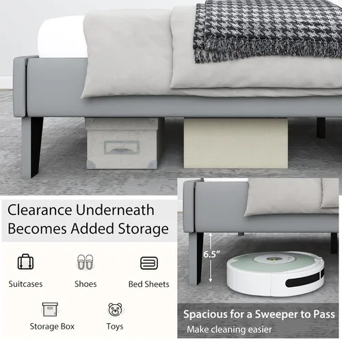 Vista 6 de Giantex Base de cama tapizada de terciopelo individual con cabecero, cama de plataforma moderna con listones de madera fuertes y estribo de 2
