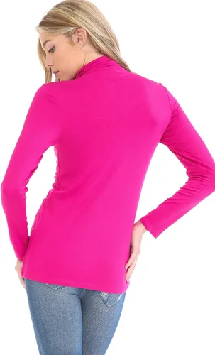 Vista 4 de MINEFREE Suéter ligero de manga larga con cuello alto para mujer (S-3XL)
