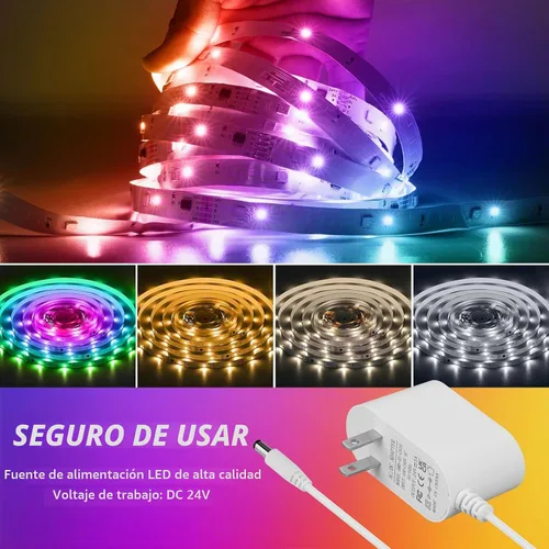 Vista 3 de Tira de luces LED RGBWW+IC de 50 pies con control remoto y aplicación