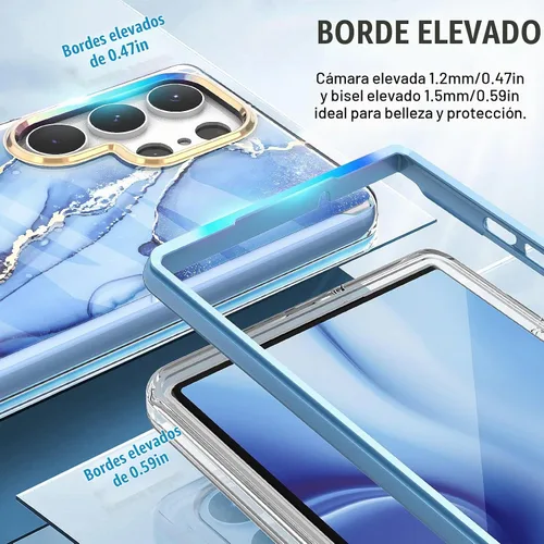 Vista 4 de Funda para Samsung Galaxy S23 Ultra con parachoques [sin protector de pantalla] + protector de cámara, TPU a prueba de golpes, protección de 360°