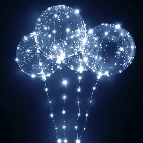 Vista 4 de 10 PAQUETES de Globos LED Bobo, Globos Transparentes con Luz LED, Globos de Burbujas Brillantes Estilo Helio con Luces de Cuerda para Decoraciones