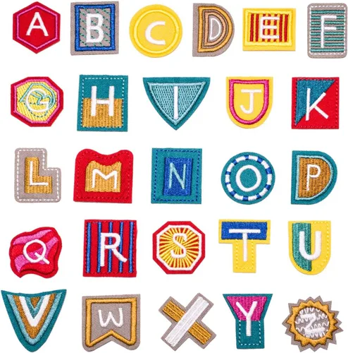 Vista 11 de U-Sky Parches bordados para coser o planchar Letras coloridas completas del alfabeto A-Z Personalización para bricolaje Ropa para niños