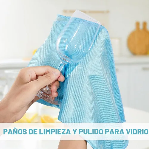 Vista 3 de Tatuo 18 paños de limpieza de vidrio de microfibra, 16 x 16 pulgadas, azul gris Lint Free Glass Cleaning Cloth, Streak Free, Reusable, Quickly
