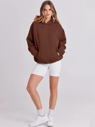 Vista 5 de ANRABESS Sudaderas con capucha de gran tamaño para mujer, de manga larga, de vellón, básicas, para otoño, de moda Y2K