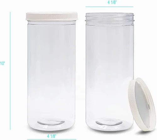 Vista 4 de ljdeals Tarros de plástico transparente de 80 onzas de alto con tapas, recipientes de almacenamiento cilíndricos de 2.5 cuartos de galón de 10