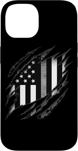 Vista 4 de Correctional Correctional Officers Silver Line - Carcasa para iPhone 16 con la bandera estadounidense