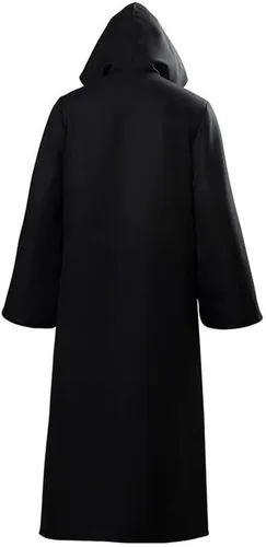 Vista 4 de NQIQIN Jedi Costume Adult Jedi Robe Black Cloak Cosplay Halloween Costumes Cape with Hood for Men Women Teenager