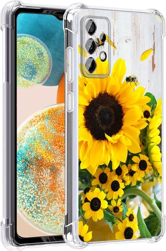 Vista 32 de Funda para Galaxy A23 5G, diseño de flores de mariposa azul, protección contra caídas, a prueba de golpes, carcasa protectora de cuerpo completo